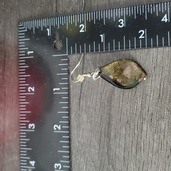 Artisan Leaf Glass Drop Earrings For Pierced Ears E1019 - Picture 2 of 2